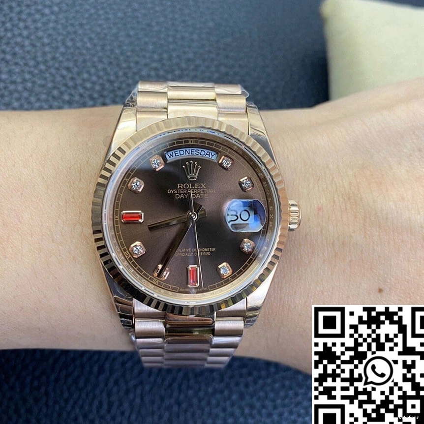 Gold 118235 EW Factory Rolex Rose Day Date 1007